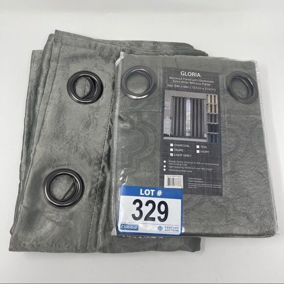 Gloria Blackout Panels with Grommets Set of 2 Light Grey Polyester Extra Wide - Picture 6 of 8